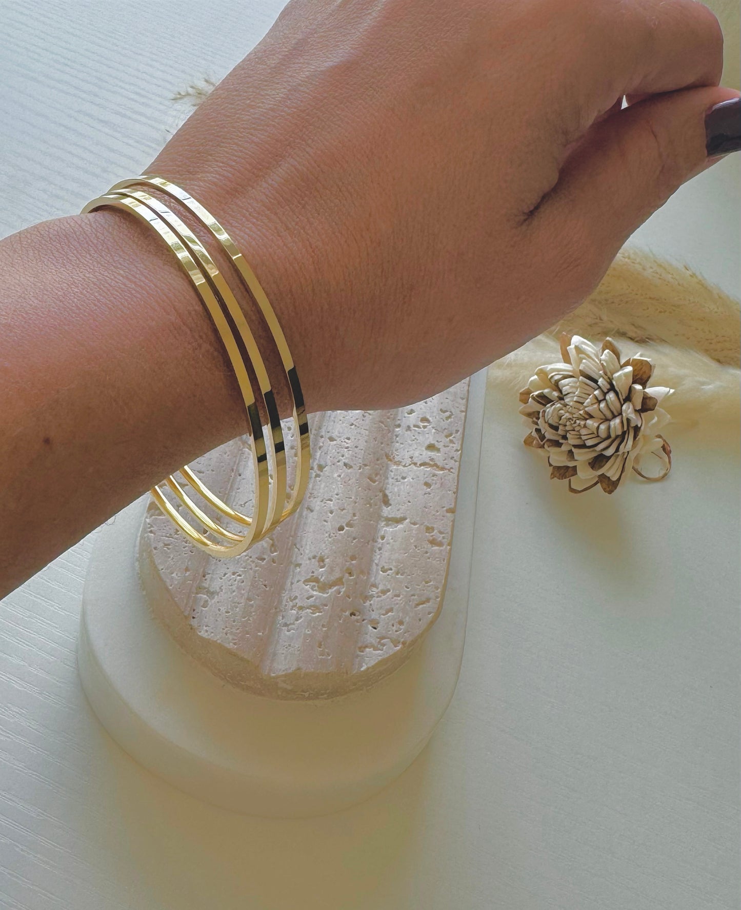 Skinny golden bangles